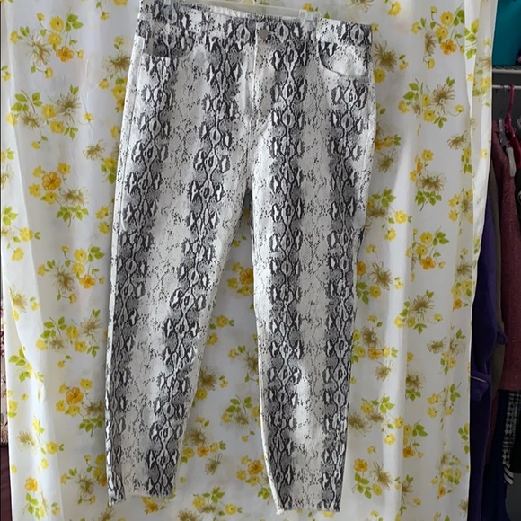 mittoshop Pants - Fray detail white cotton snakeskin jeans